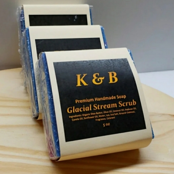 GLACIAL STREAM SCRUB Premium Handmade Natural Bar Soap, 5 oz (3 pack) - Picture 2 of 6